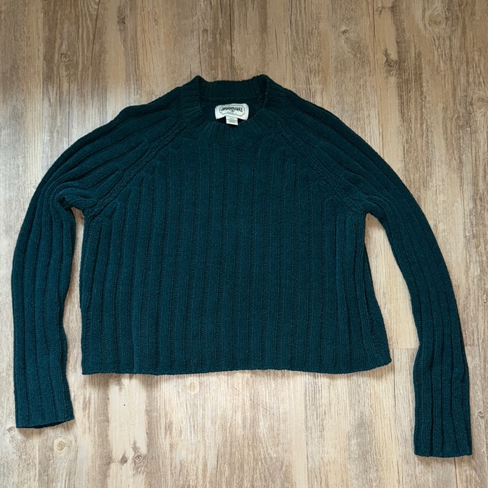 American Eagle Outfitters Green Crew Neck Cropped Sweater